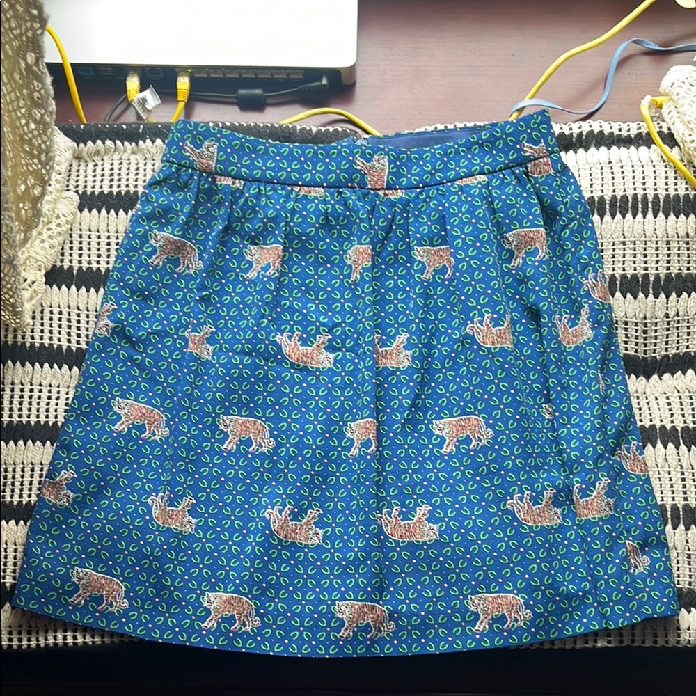 J. Crew Factory Blue A-Line Pleated Skirt Casual Resort Wear - size 0